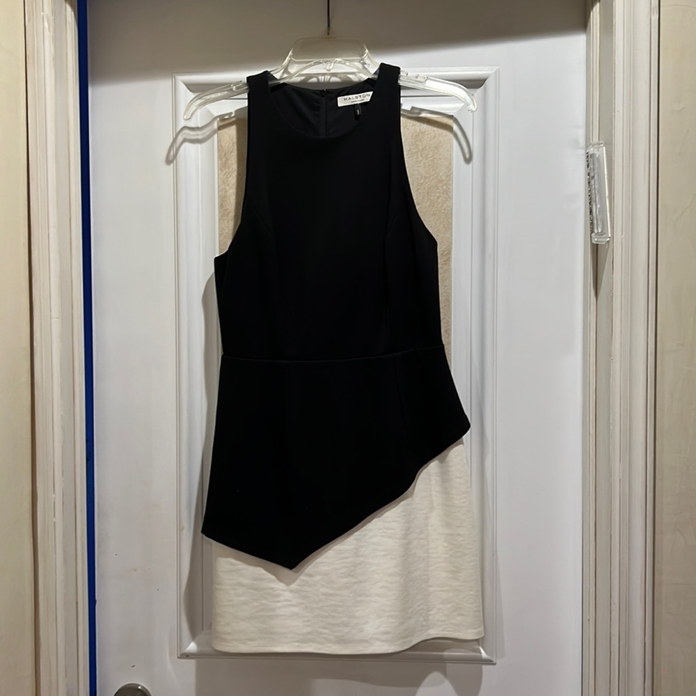 Halston Heritage black & white mini dress
